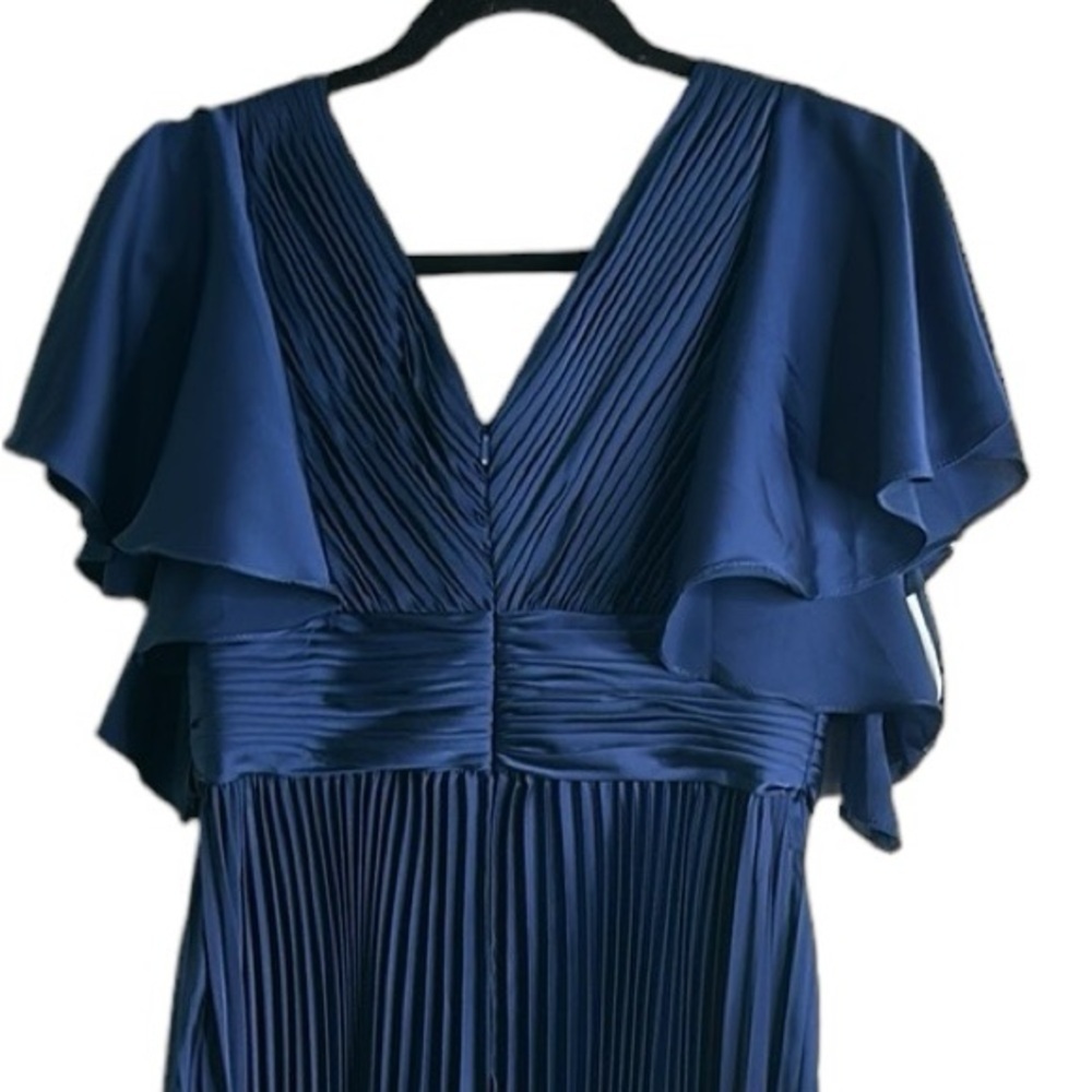 Mac duggal pleaded midi dress flowwy sleeves built i bra size 6 cocktail party - Picture 5 of 16